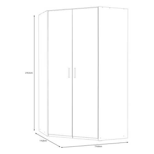 Duża szafa narożna 120x120 cm Dąb Mauvella